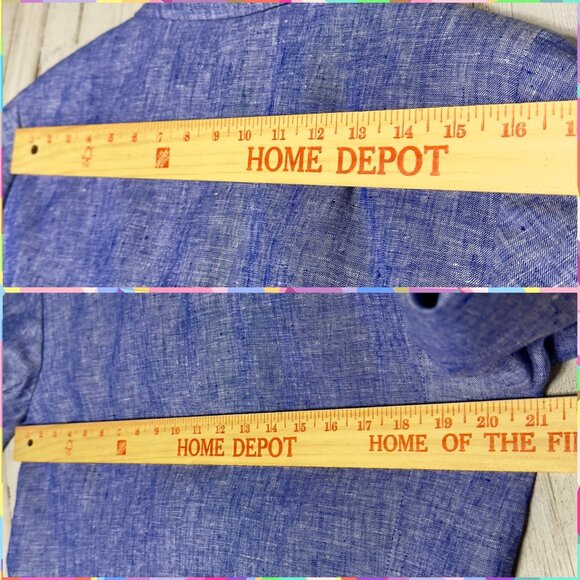 Talbots Chambray Blue Linen Two-Button Long Sleeve Lined Blazer Jacket Size 12 - Picture 7 of 10